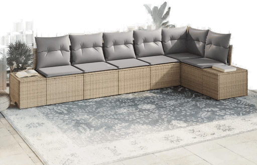 Vidaxl Hagesofa Set 6 pcs Beige og lys grå