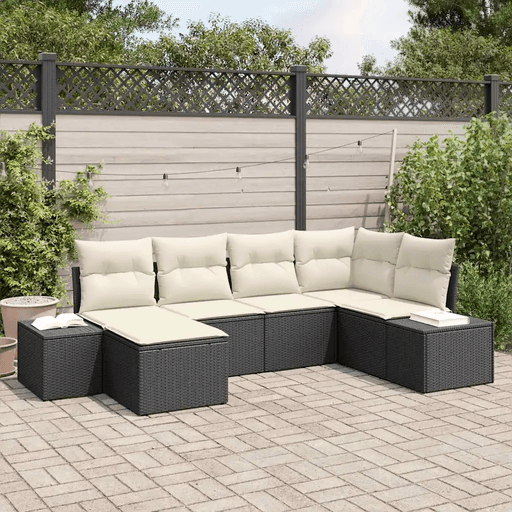 Vidaxl Hagesofa Set 6 pcs Svart og krem