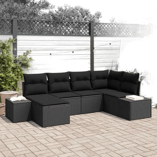 Vidaxl Hagesofa Set 6 pcs Svart