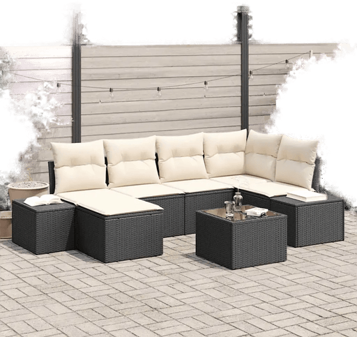 Vidaxl Hagesofa Set 6 pcs Svart og krem