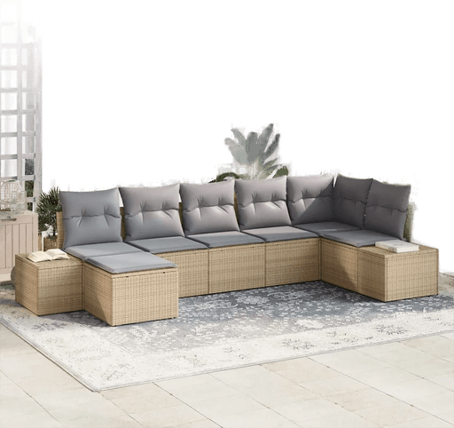 Vidaxl Hagesofa Set 7 pcs Beige