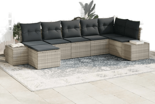 Vidaxl Hagesofa Set 7 pcs Lysegrå