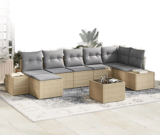 Vidaxl Hagesofa Set 7 pcs Beige