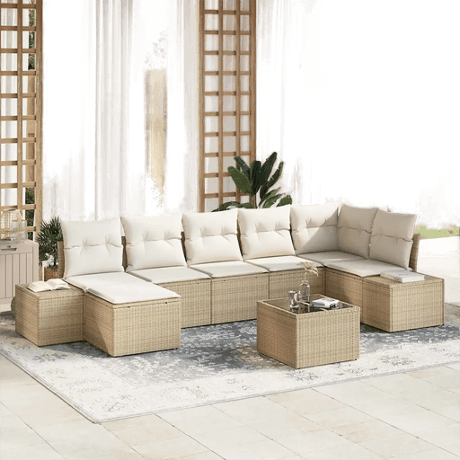 Vidaxl Hagesofa Set 7 pcs Beige