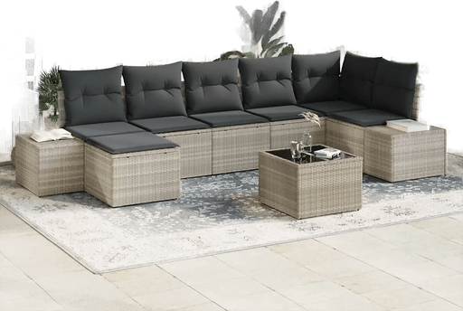 Vidaxl Hagesofa Set 7 pcs Lysegrå