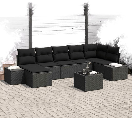 Vidaxl Hagesofa Set 7 pcs Svart