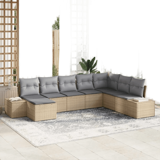 Vidaxl Hagesofa Set 8 pcs Beige og lys grå