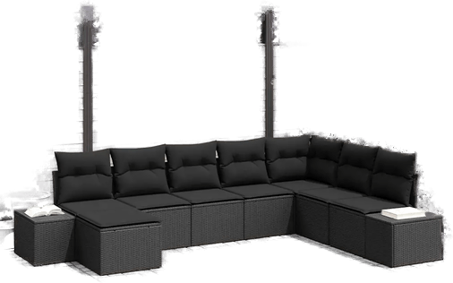 Vidaxl Hagesofa Set 8 pcs Svart