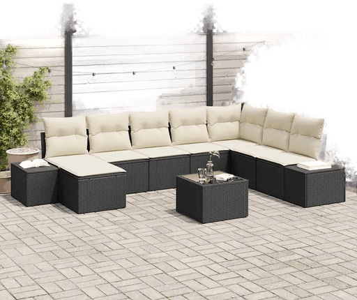 Vidaxl Hagesofa Set 8 pcs Svart og krem