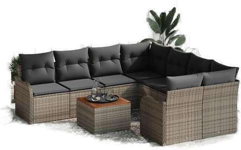 Vidaxl Hagesofa Set 9 pcs Grå