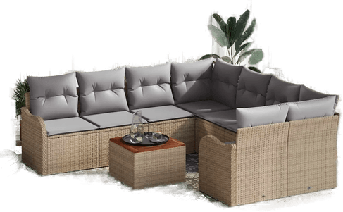 Vidaxl Hagesofa Set 9 pcs Beige og lys grå