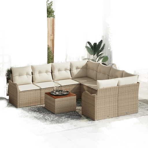 Vidaxl Hagesofa Set 9 pcs Beige