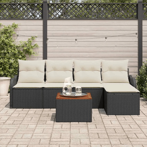 Vidaxl Hagesofa Set 6 pcs Svart og krem