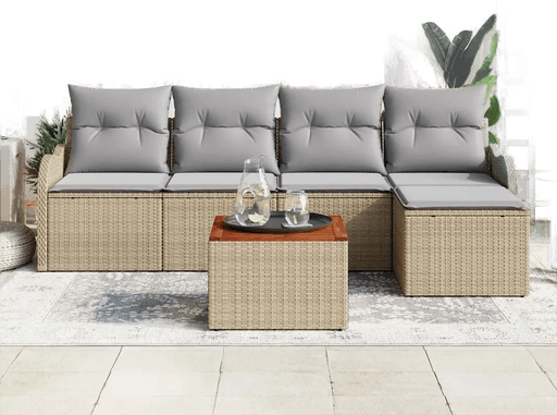 Vidaxl Hagesofa Set 6 pcs Beige og lys grå