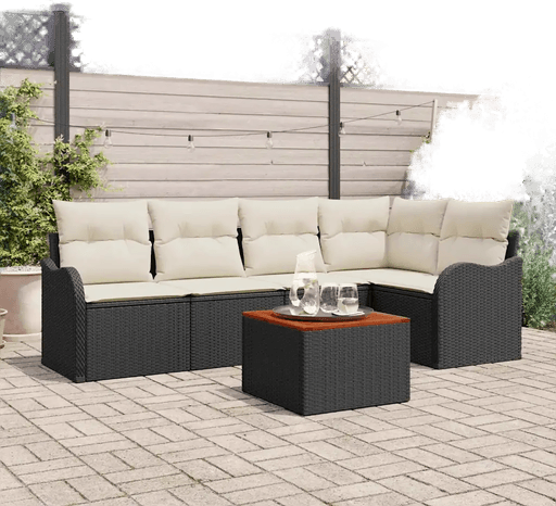 Vidaxl Hagesofa Set 6 pcs Svart og krem