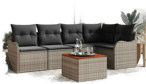 Vidaxl Hagesofa Set 6 pcs Grå