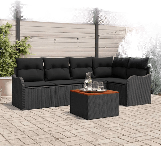 Vidaxl Hagesofa Set 6 pcs Svart