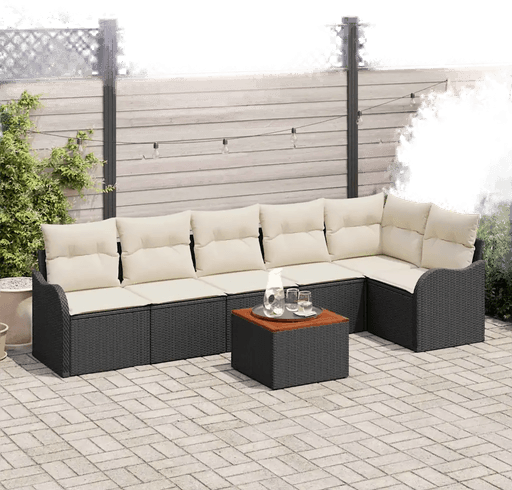 Vidaxl Hagesofa Set 7 pcs Svart og krem