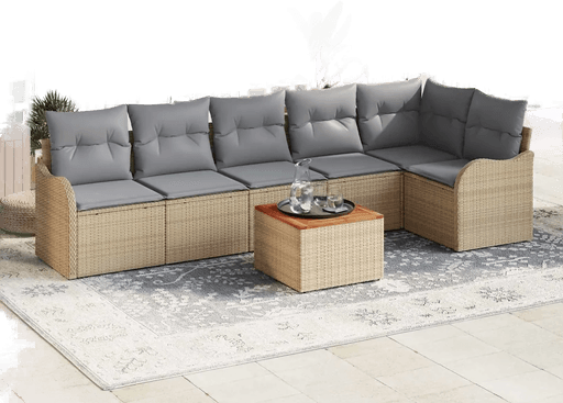 Vidaxl Hagesofa Set 7 pcs Beige og lys grå