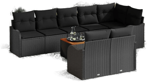 Vidaxl Hagesofa Set 9 pcs Svart