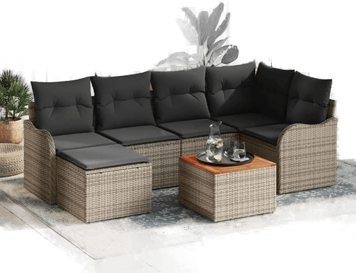 Vidaxl Hagesofa Set 7 pcs Grå