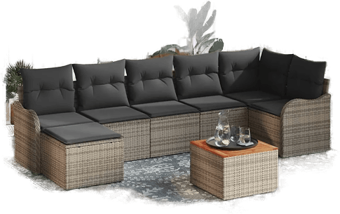 Vidaxl Hagesofa Set 8 pcs Grå