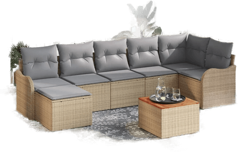 Vidaxl Hagesofa Set 8 pcs Beige og lys grå