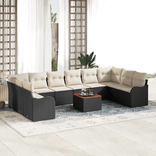 Vidaxl Hagesofa Set 11 pcs Svart og krem