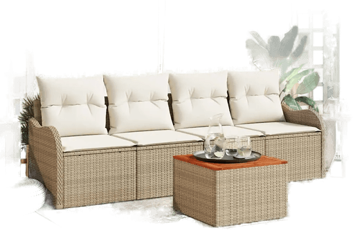 Vidaxl Hagesofa Set 5 pcs Beige
