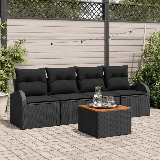 Vidaxl Hagesofa Set 5 pcs Svart