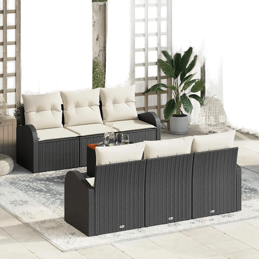 Vidaxl Hagesofa Set 7 pcs Svart og krem