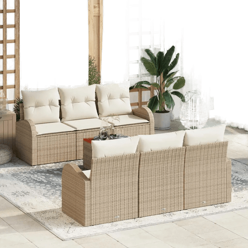 Vidaxl Hagesofa Set 7 pcs Beige