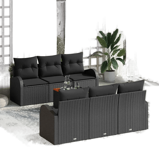 Vidaxl Hagesofa Set 7 pcs Svart