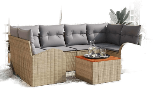 Vidaxl Hagesofa Set 7 pcs Beige og lys grå