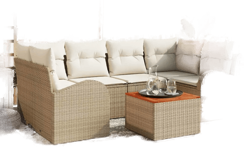 Vidaxl Hagesofa Set 7 pcs Beige