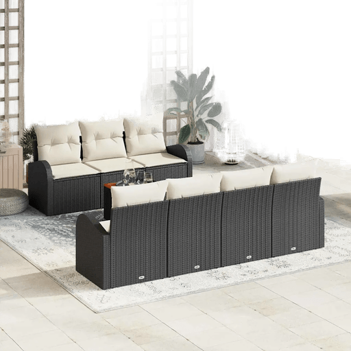 Vidaxl Hagesofa Set 8 pcs Svart og krem