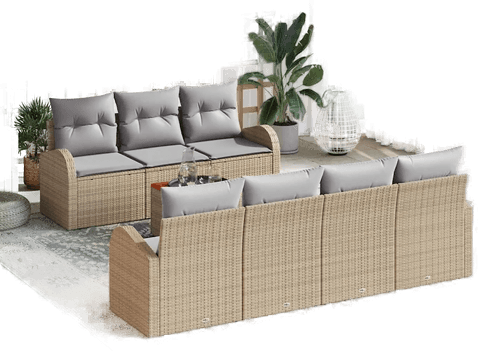 Vidaxl Hagesofa Set 8 pcs Beige og lys grå