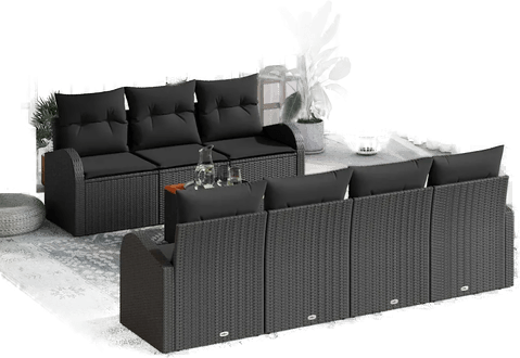 Vidaxl Hagesofa Set 8 pcs Svart