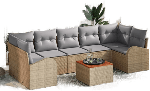 Vidaxl Hagesofa Set 8 pcs Beige og lys grå