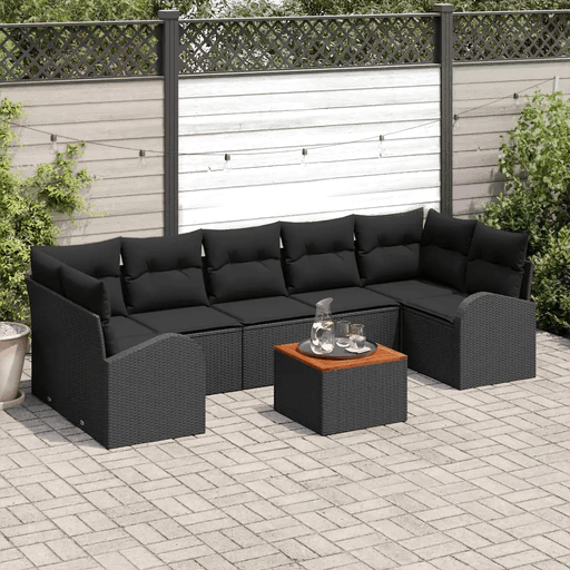 Vidaxl Hagesofa Set 8 pcs Svart