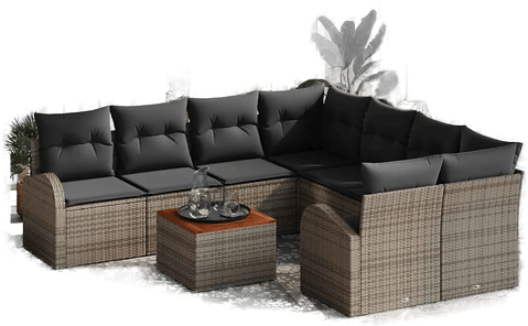 Vidaxl Hagesofa Set 9 pcs Grå