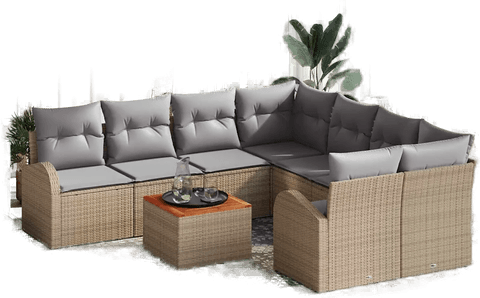 Vidaxl Hagesofa Set 9 pcs Beige og lys grå