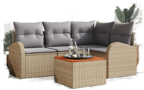 Vidaxl Hagesofa Set 5 pcs Beige og lys grå