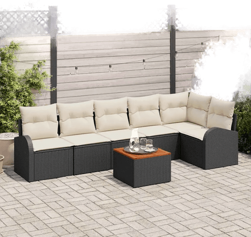 Vidaxl Hagesofa Set 7 pcs Svart og krem