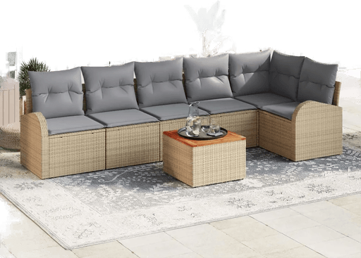 Vidaxl Hagesofa Set 7 pcs Beige og lys grå