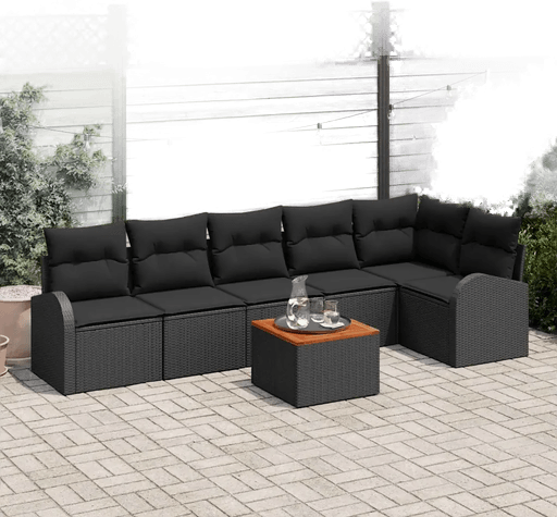 Vidaxl Hagesofa Set 7 pcs Svart