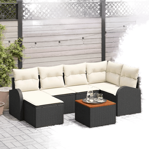 Vidaxl Hagesofa Set 7 pcs Svart og krem