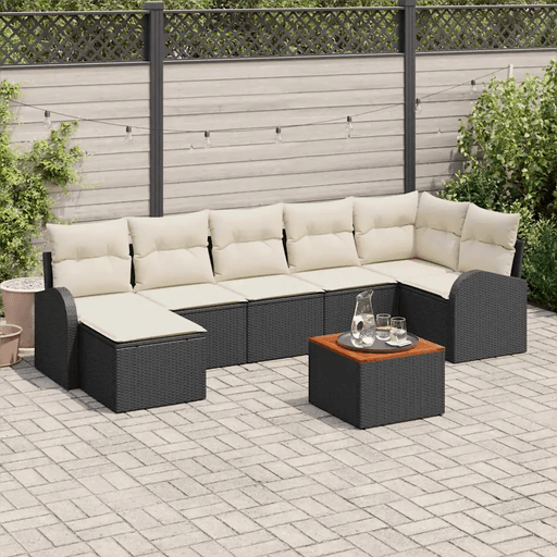 Vidaxl Hagesofa Set 8 pcs Svart og krem