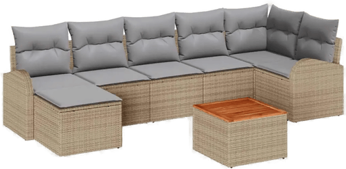 Vidaxl Hagesofa Set 8 pcs Beige og lys grå