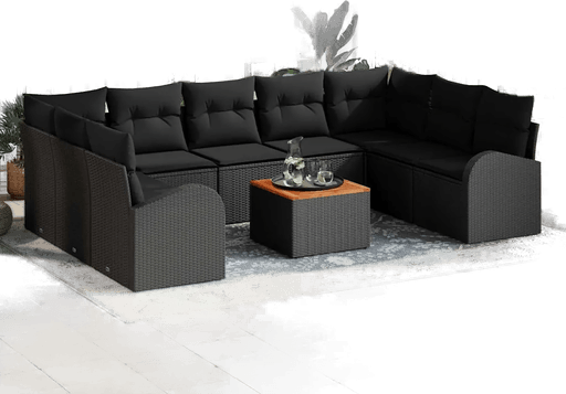 Vidaxl Hagesofa Set 10 pcs Svart